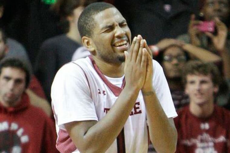 Temple's Khalif Wyatt after Duquesne's Derrick Colter was fouled with
2.7 seconds left in the game. (Steven M. Falk/Staff Photographer)