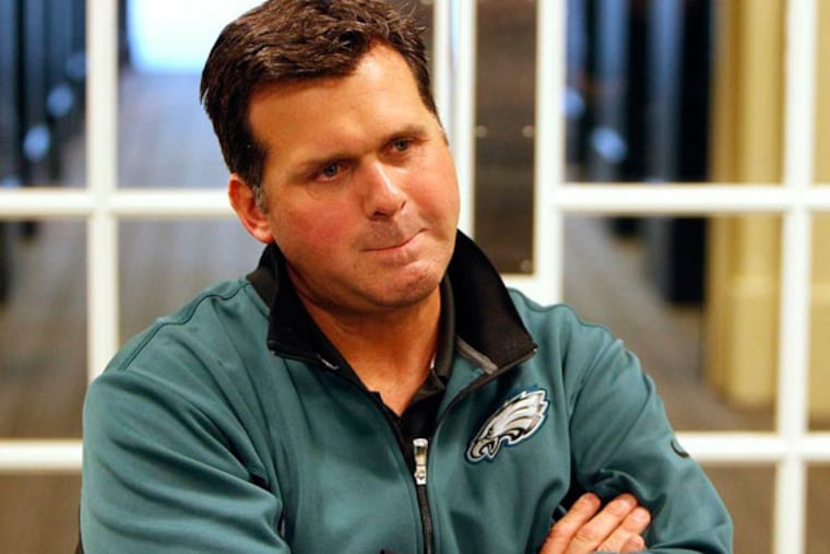 Eagles wide receivers coach Bill Bicknell talks with reporters as the
Eagles introduce the new members of their coaching staff at the NovaCare Complex in Philadelphia, Pa. on February 11, 2013. (David Maialetti/Staff Photographer)