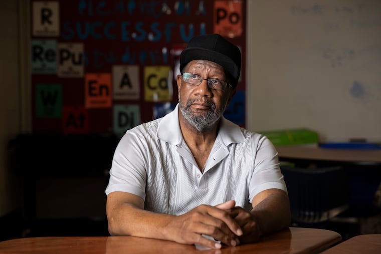 Joseph Bond in a classroom at Ben Franklin High School in Philadelphia last month. Bond recently returned to high school to finish his studies and get his diploma.