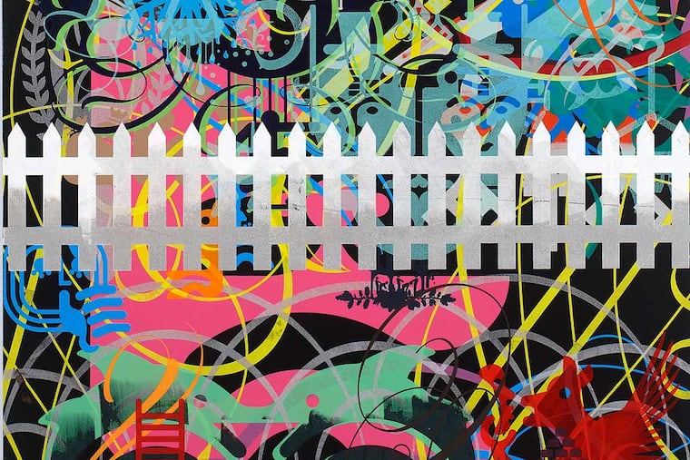 Ryan McGinniss's painting, "Finding Pleasure in the Work" (2013), acrylic on wood panel and artist's frame, at Bridgette Mayer Gallery. Image Courtesy of Bridgette Mayer Gallery/Ryan McGinniss Studios, Inc./Art Resource, NY/(c) Ryan McGinniss/Artists Rights Society (ARS), New York