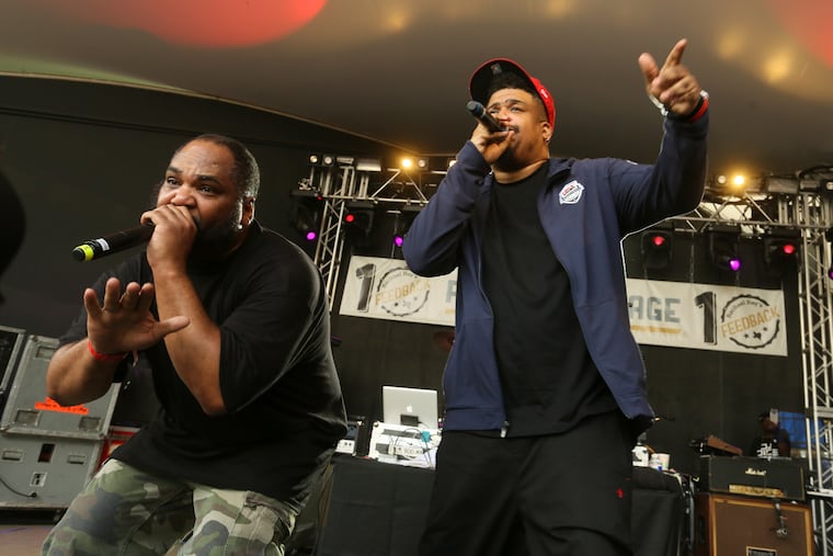 De La Soul's Vincent Mason (left) and David Jude Jolicoeur perform at Rachael Ray's Feedback Party during the South by Southwest Music Festival in 2017.