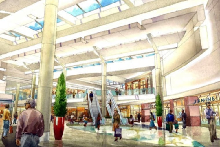 The section of the Cherry Hill Mall that once housed Strawbridge's, above, has been leveled, to be replaced by a new grand court and a 25-store wing. It will lead to the new Nordstrom, which is being built in the old Strawbridge's parking lot.