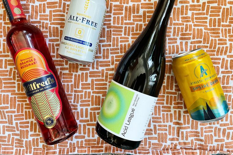 A selection of zero-proof beverages.