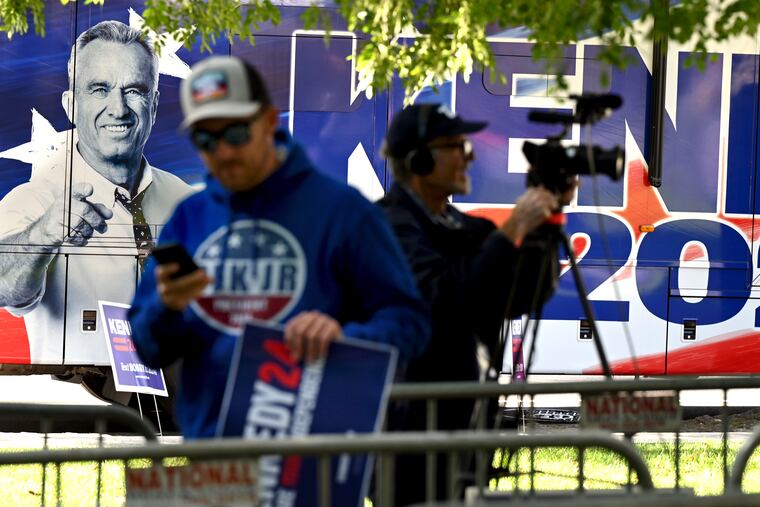 The scene at the National Constitution Center on Independence Mall on Monday, Oct. 9, 2023, where Robert F. Kennedy Jr. is expected to announce that he will drop his Democratic primary bid and launch an independent or third-party run for the presidency in 2024.