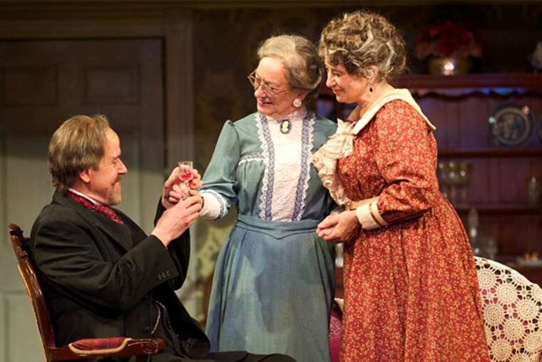 "Arsenic and Old Lace" stars (from left) Peter Schmitz, Jane Ridley, Mary Martelloat the Walnut. (J. Urdaneta Photography)
