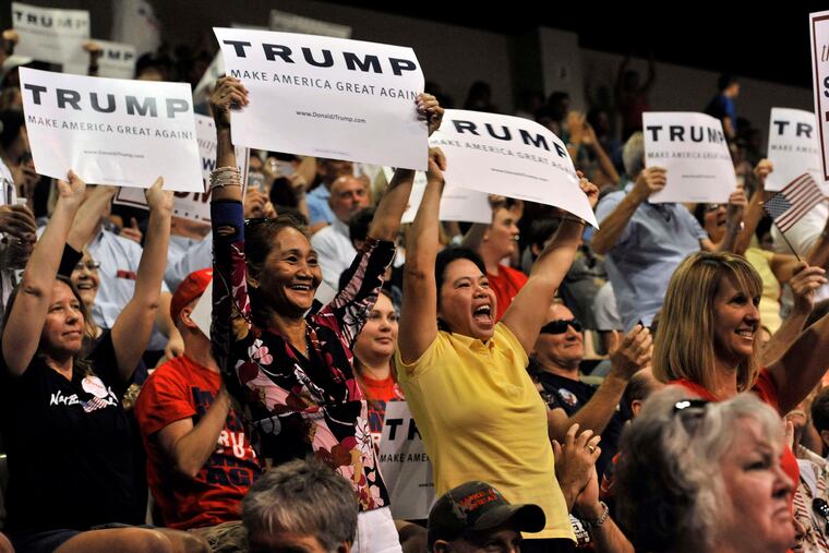 Thousands of Donald Trump supporters packed into Robarts Arena in Sarasota, Fla. So many lined up to hear the rally that the candidate held a second rally outside for about 1,000 people who could not get into the arena.