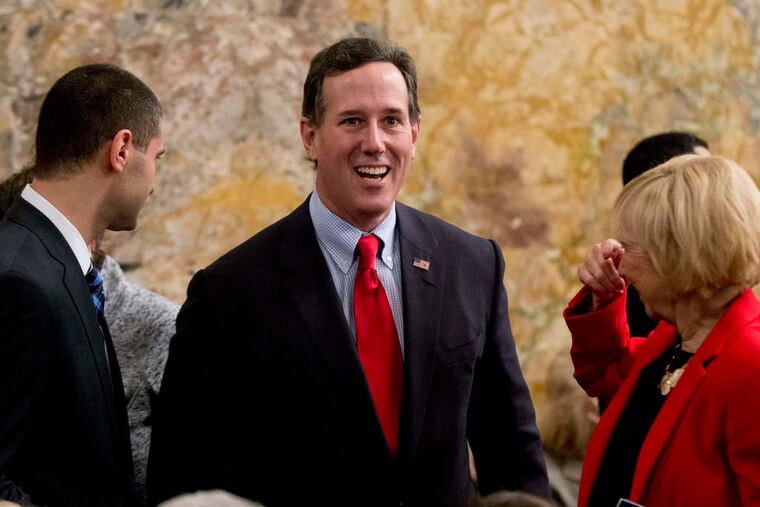 Former Sen. Rick Santorum met with supporters and top state Republicans in Harrisburg to discuss a possible 2016 candidacy. The new Pennsylvania legislature was sworn in Tuesday.