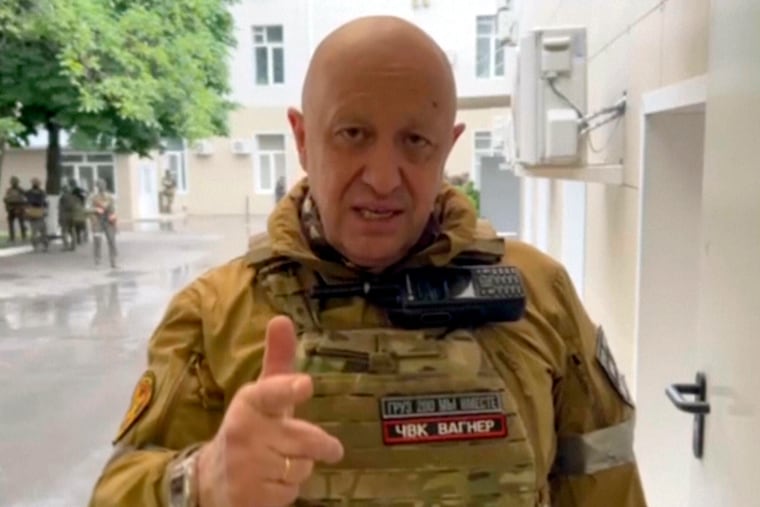 Yevgeny Prigozhin, the owner of the Wagner Group military company, records a video address in Rostov-on-Don, Russia, on June 24.