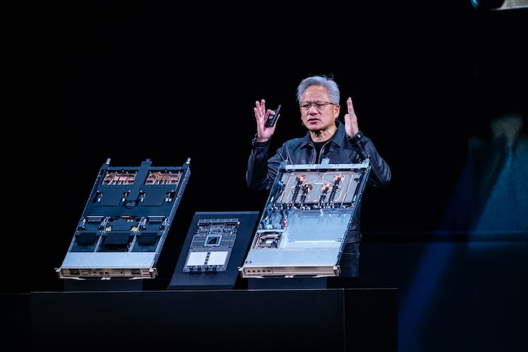Jensen Huang, president and chief executive of Nvidia, delivers a keynote address during the Nvidia GTC conference in Washington, Oct. 28, 2025. The White House has approved a secret $9 billion request to acquire the cutting-edge computer chips that America’s spy agencies need to tap into the full capabilities of the latest artificial intelligence models, according to current and former U.S. officials.