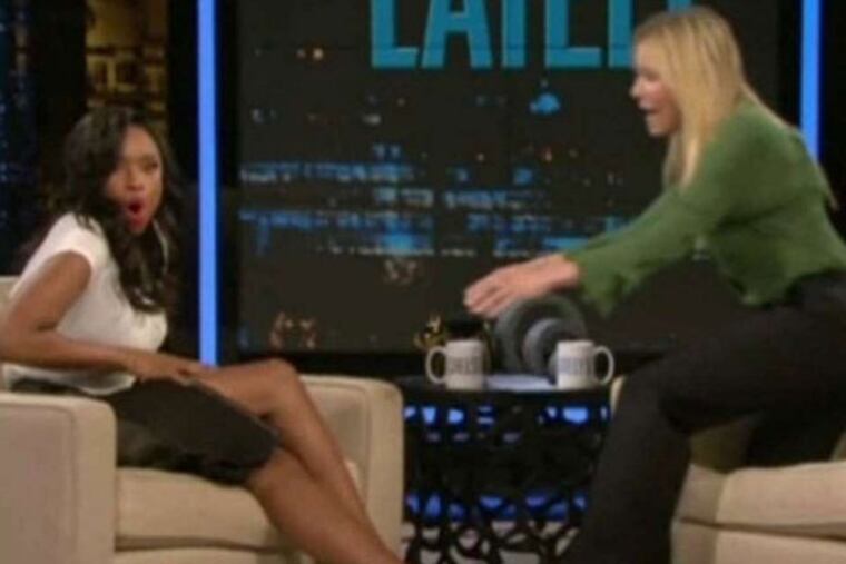 Host Chelsea Handler of "Chelsea Lately" helps with guest Jennifer Hudson's wardrobe malfunction.