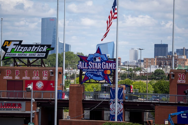The All Star Game logo at the Citizens Bank Park in Philadelphia, Pa., on Wednesday, July 8, 2026.
