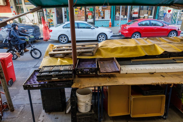 A closed produce stand just north of Washington Avenue in the Italian Market at South Ninth Street on Wednesday.