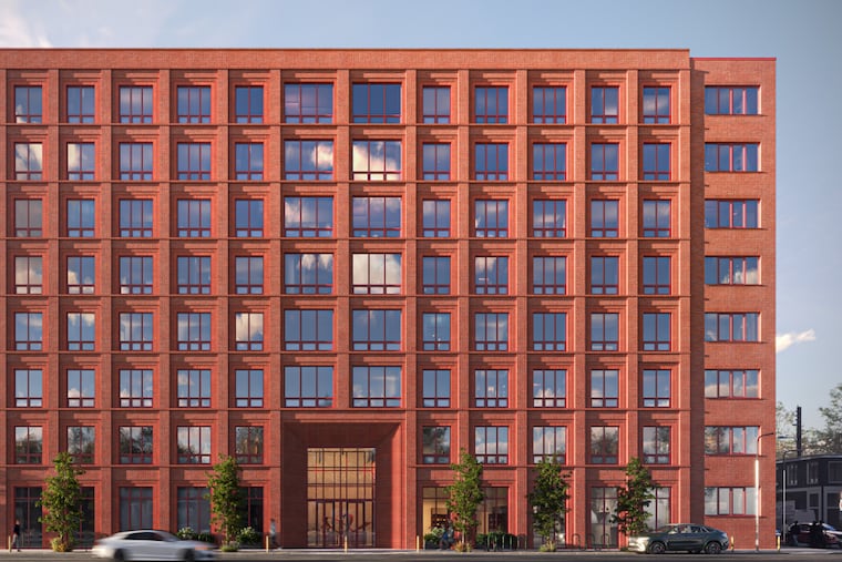 The north-facing facade of the 204-unit apartment building planned for West Clearfield Street.