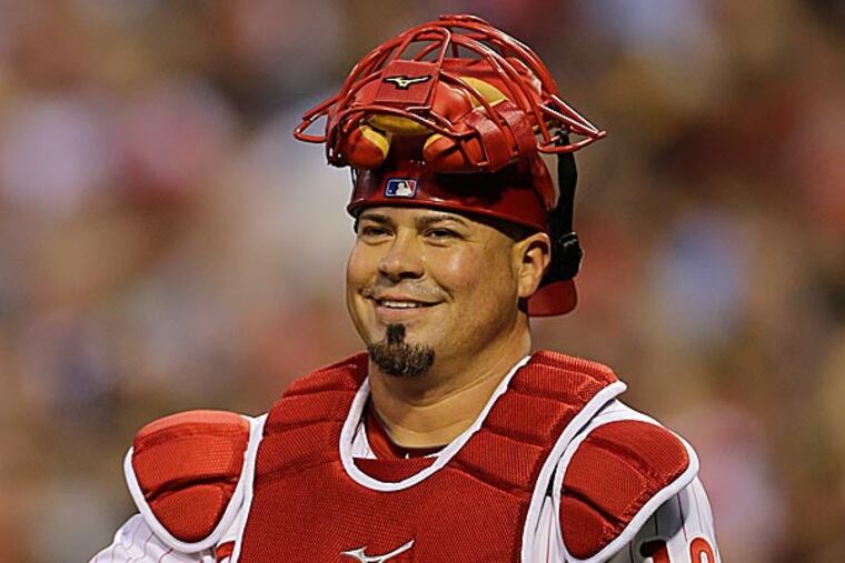 The Phillies hope to retain Humberto Quintero in the organization, but that requires him passing through waivers unclaimed. (Matt Slocum/AP)