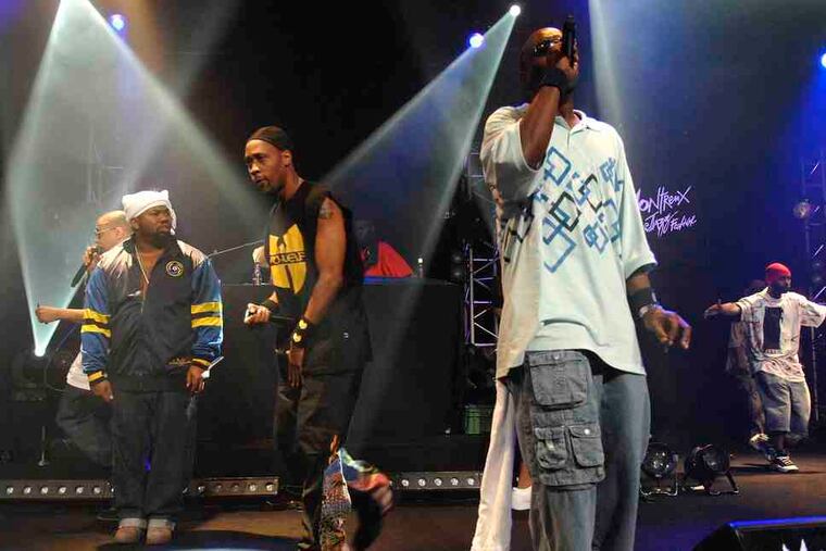 The Wu-Tang Clan, shown in 2007, are absent RZA, but Raekwon, Ghostface, Method Man, and GZA remain.