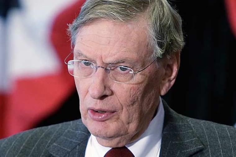 Major League Baseball commissioner Bud Selig speaks at a news conference, Wednesday, Jan. 23, 2013, at Great American Ballpark in Cincinnati, where he announced the Cincinnati Reds will host the 2015 All-Star game. (Al Behrman/AP)