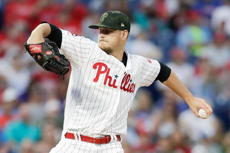 Phillies pitcher Cole Irvin throws the baseball against the Colorado Rockies on Friday, May 17, 2019 in Philadelphia.