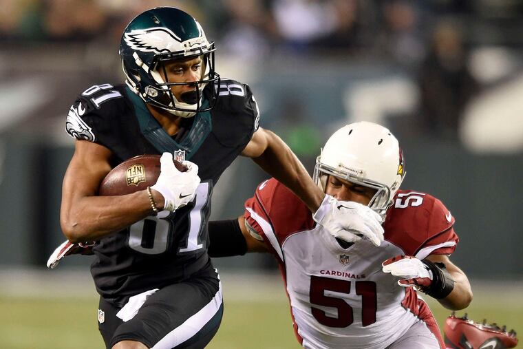 Jordan Matthews runs after a first-quarter catch. Matthews had 159 receiving yards, including a 78-yard TD early in the fourth quarter.