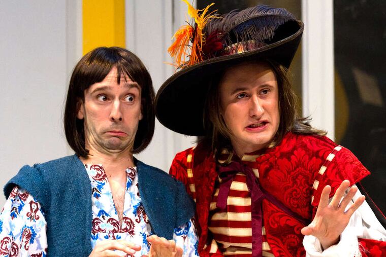 Dave Johnson (left) and Aubie Merrylees are among the cast of the Lantern Theater Company's production of "The Liar."