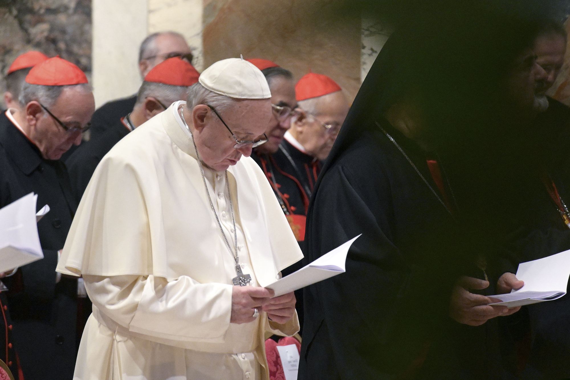 Pope Francis attends a penitential liturgy at the Vatican on Saturday. The pontiff hosted a four-day summit on preventing clergy sexual abuse.