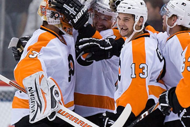 Andrej Meszaros (center) will face his old team, Tampa Bay, on Thursday. (Adrien Veczan/Canadian Press/AP file photo)