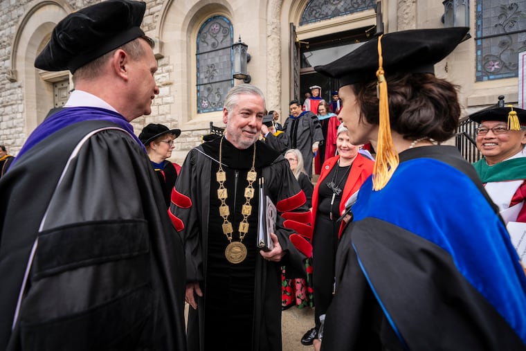 John Fry, after being inaugurated as Temple University’s president, at the Temple University performing Arts Center, Friday, April 4, 2025.