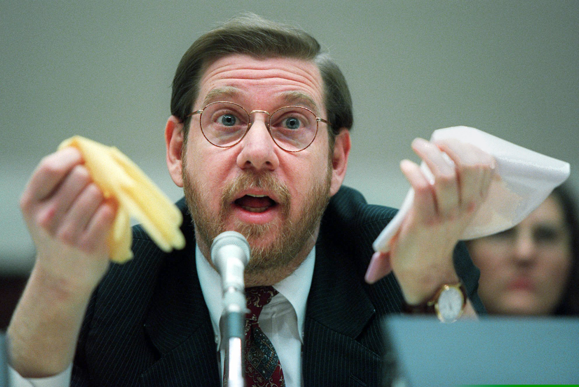This Nov. 15, 1995, photo shows then-Food and Drug Administration chief David Kessler testifying on Capitol Hill.