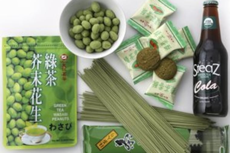 Quite a few foods , from cookies to wasabi peanuts, get the green light. Sadly, the grassy taste of green tea just doesn't go with everything.