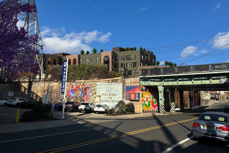 A rendering of the proposed 60-unit apartment building, nestled next to the Manayunk Bridge Trail.
