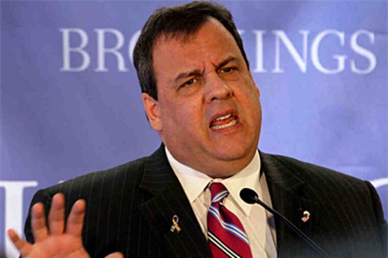 Gov. Christie explains his plans during an address in New York. (Craig Ruttle / Associated Press(