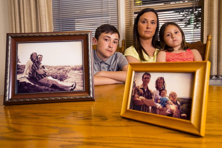 Suzanne Yorty lost her fiance and father of her children, Ryan Myers, to a drug overdose in 2016. She is shown with her children, Jarryn, 12, and Sophia, 6. On the table in their York home are photos taken on Ryan’s 27th birthday in 2013.