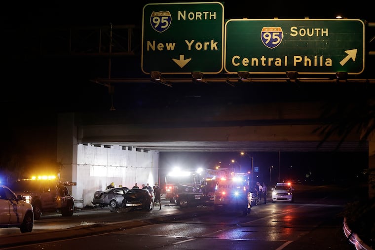 Earlier this month, police and emergency responders worked at the scene of a multi-vehicle crash on Academy Road under Torresdale Avenue just off of I-95 in Philadelphia.