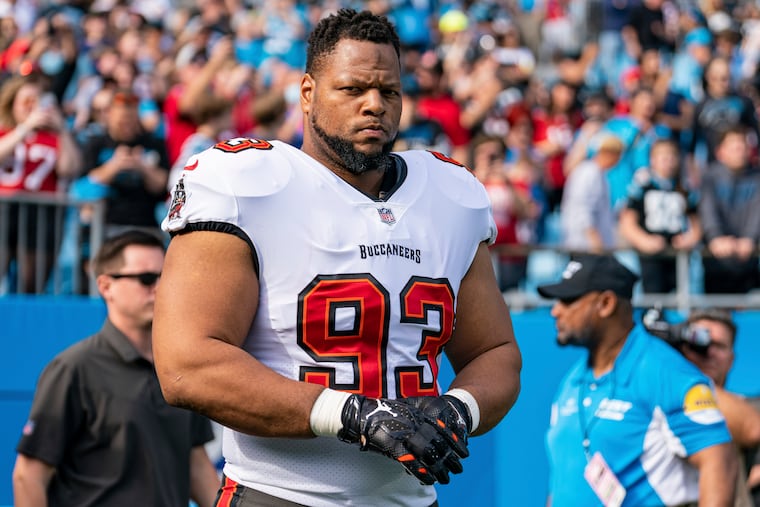 Buccaneers defensive tackle Ndamukong Suh during a game against the Carolina Panthers on Dec. 26, 2021.