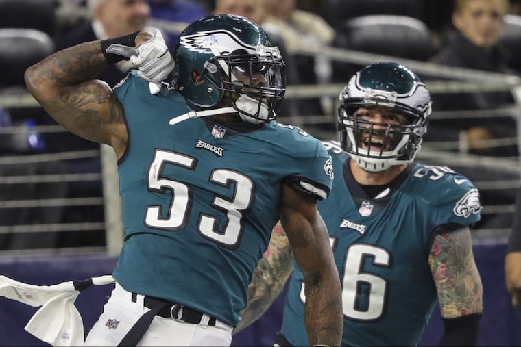 Eagles defensive linebacker Nigel Bradham remembers being drafted after a punter in 2011.