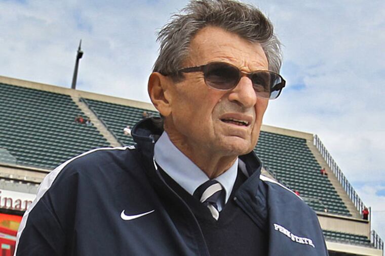 Former Penn State Head Football Coach Joe Paterno. (Charles Fox/Staff Photographer )