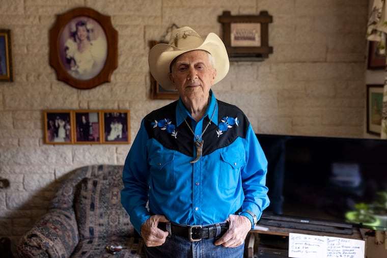 Al Shade, 94, of Myerstown, Pa., country musician, poses for a portrait inside his home in Myerstown, PA, on Thursday, Oct. 21, 2021.