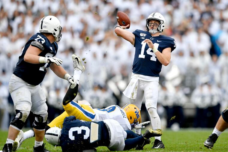 Penn State quarterback Sean Clifford makes a pass during the game against Pitt.