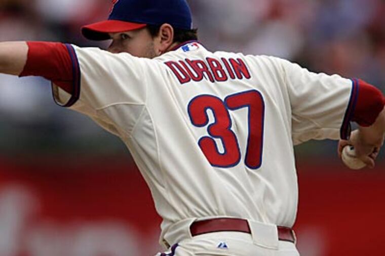 Reliever Chad Durbin headed to the disabled list Thursday with a mild strain of his right hamstring. (David Maialetti / Staff Photographer)