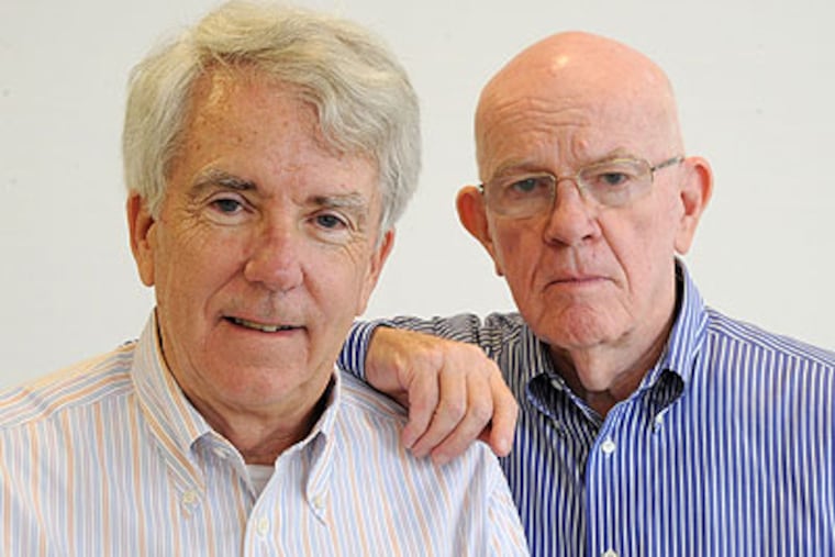 James B. Steele and Donald L. Barlett (right), Pulitzer Prize-winning journalists, have worked together 40 years. (Clem Murray / Staff Photographer)