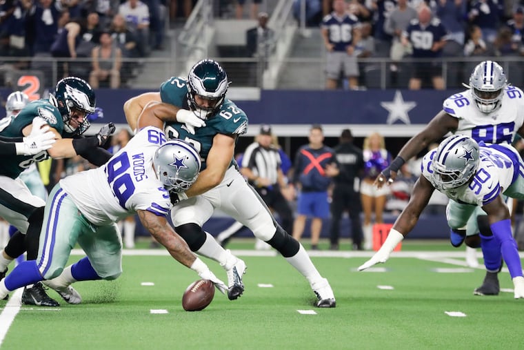Eagles quarterback Carson Wentz had two fumbles in the Eagles' Week 7 loss to the Cowboys, both of which were converted into points in the 37-20 loss.