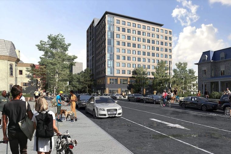 A rendering of the proposed new Campus Apartments headquarters.