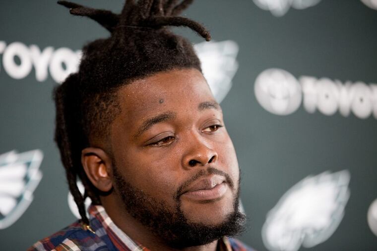 New Philadelphia Eagle Timmy Jernigan speaks to the media during a press conference, Friday, April 7, 2017, in Philadelphia. ( JESSICA GRIFFIN / Staff Photographer)