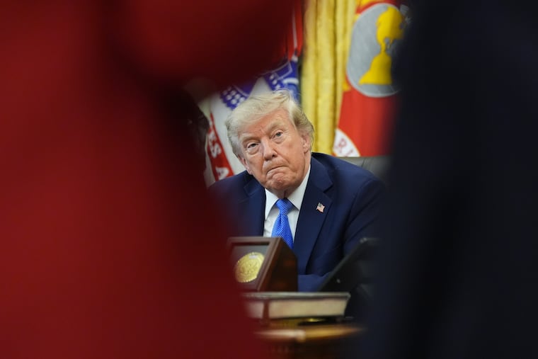 President Donald Trump speaks in the Oval Office of the White House, Thursday, Aug. 6, 2026, in Washington.