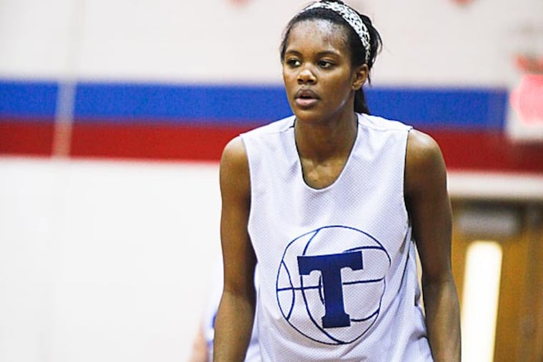 Deja Bullock defends the pass during scrimmage against Haddon Heights Monday December 10th. (Ryan S. Greenberg/Staff Photographer )
