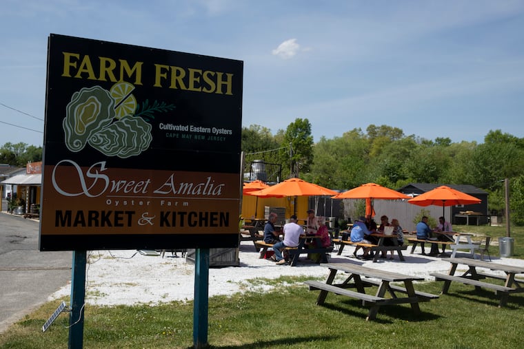 The outdoor dining area at Sweet Amalia Market & Kitchen in Newfield, N.J., in May 2024.