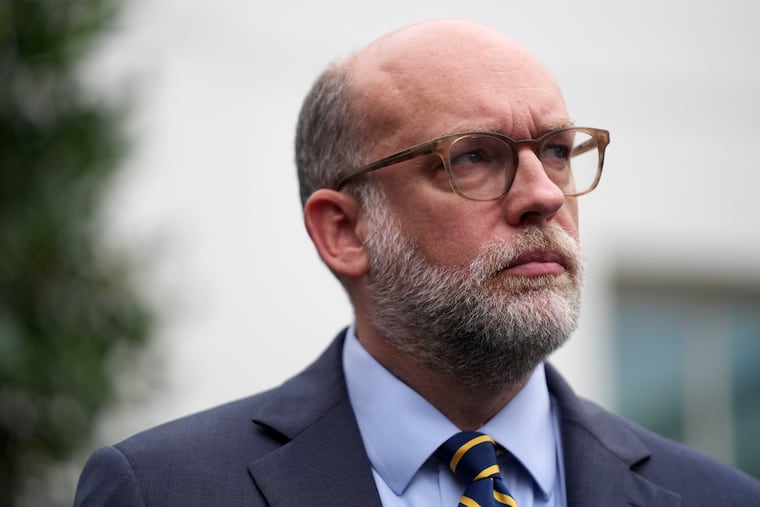 Russell Vought, Office of Management and Budget director, talks to reporters outside of the White House on Monday, Sept. 29.