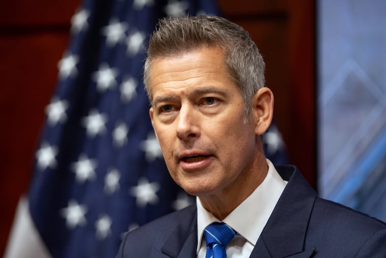 Transportation Secretary Sean Duffy speaks during a news conference at the Department of Transportation in Washington, Friday, Dec. 12, 2025.