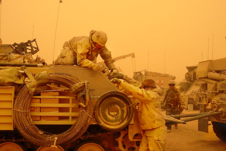 The U.S. became entangled in the Iraq War starting with the 2003 invasion to root out weapons of mass destruction and overthrow Saddam Hussein.