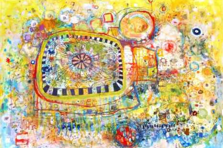 by Clara Fialho in oil on canvas, is part of an exhibition at the Bridgette Mayer Gallery. The artistsays her paintings"are often the product of a struggleagainst society's moral dissipation."