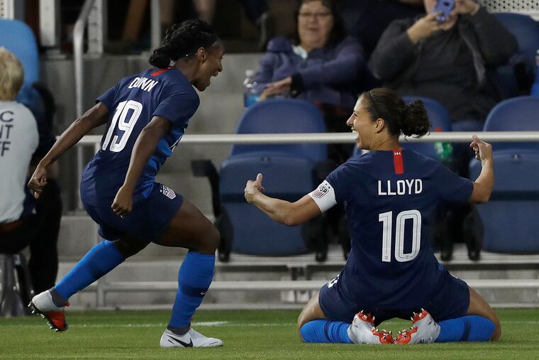 Carli Lloyd scored two goals in the United States women's soccer team's 4-0 win over Chile in San Jose, Calif.